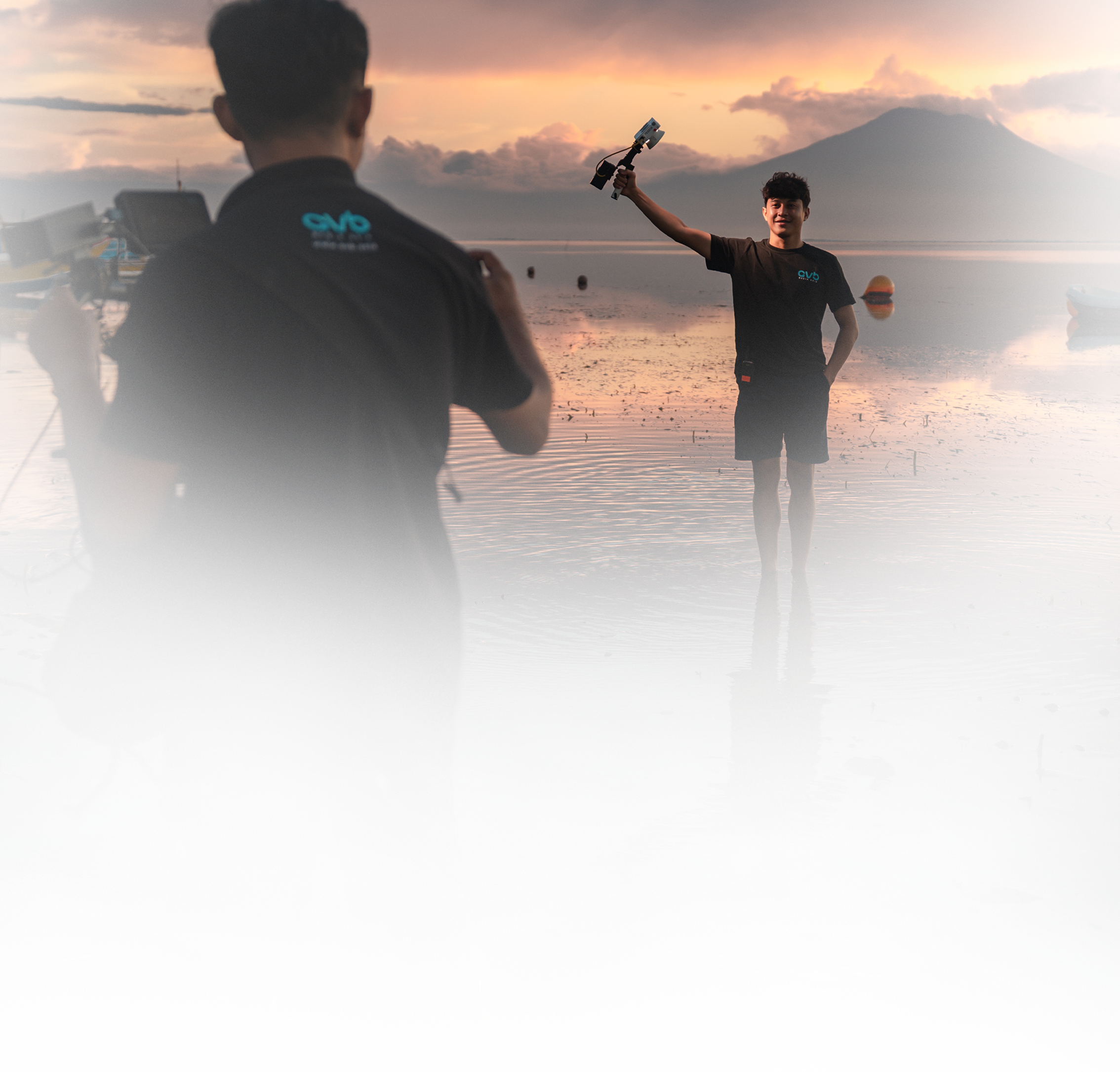 AVB team shooting at golden hour